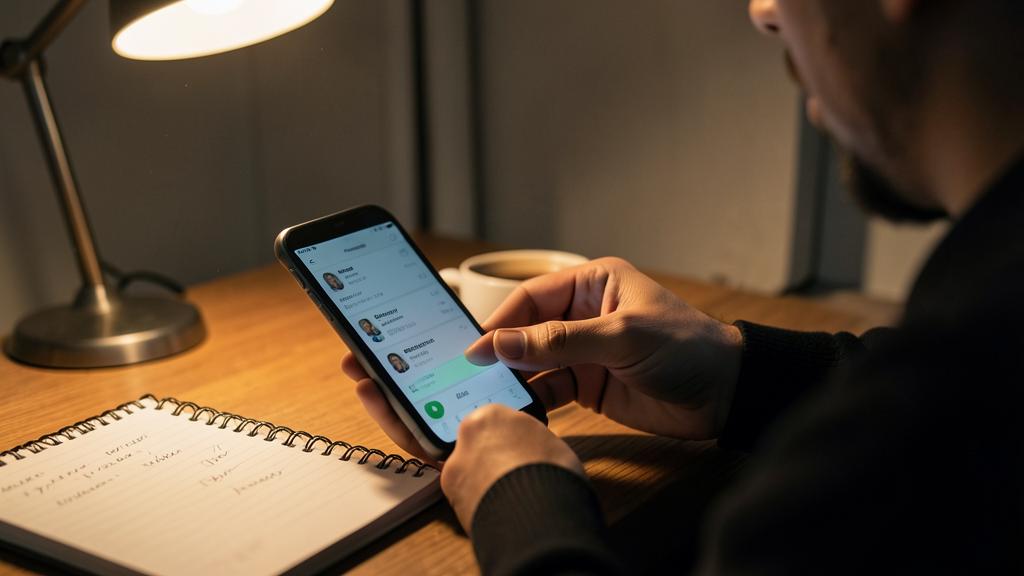 Eine Person nutzt ein Smartphone, um Kontakte in einer Messaging-App zu verwalten.