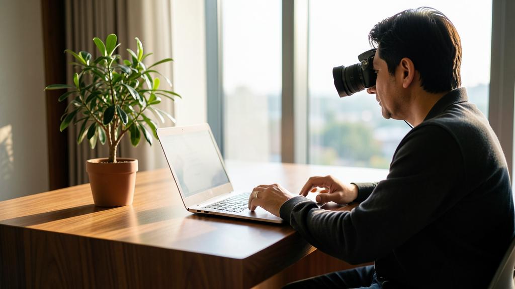 Un homme travaille sur un ordinateur portable, utilisant une IA pour créer des images.