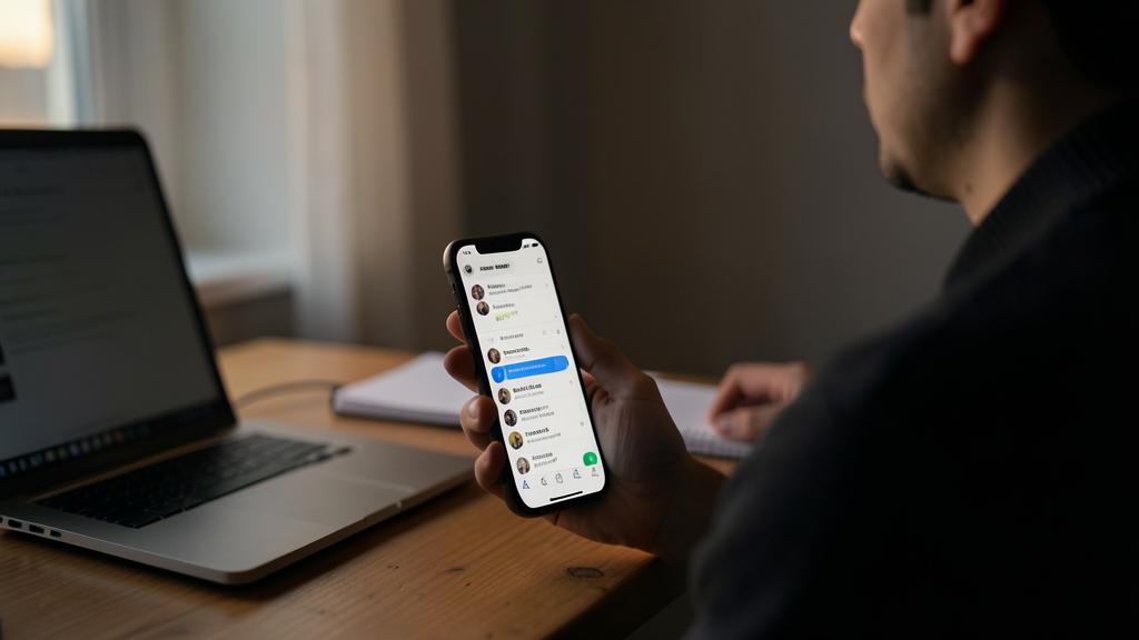 Una persona revisa conversaciones en una aplicación de mensajería desde su smartphone.