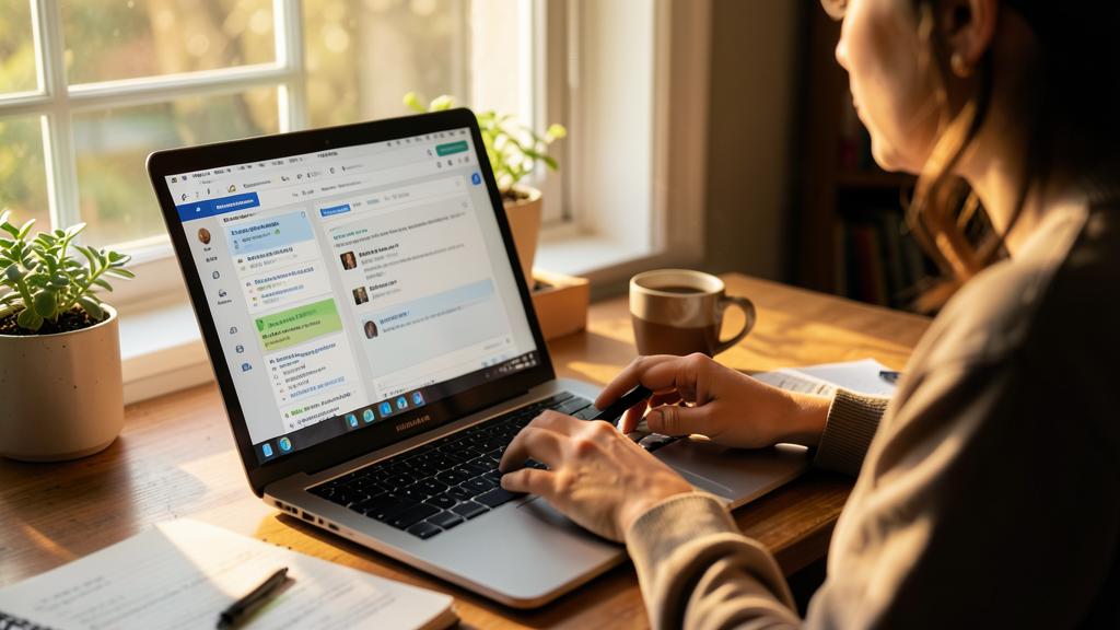 Une personne utilise un ordinateur portable pour gérer ses emails.