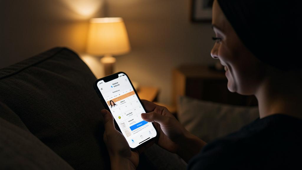 A person is using a smartphone to make an online reservation through a booking app.