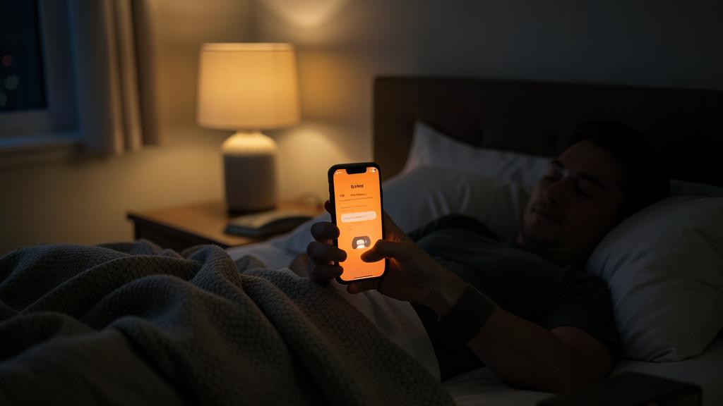 A man sets up the Sleep app's Bedtime feature on his iPhone.