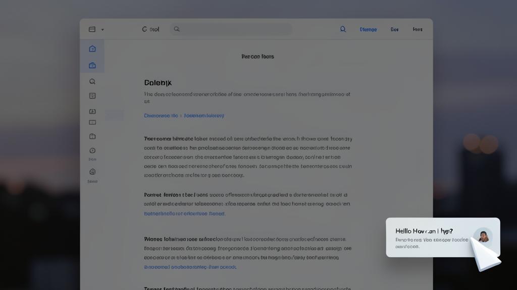 Un écran d’ordinateur affichant un article en français avec une fenêtre de chatbot en bas à droite.