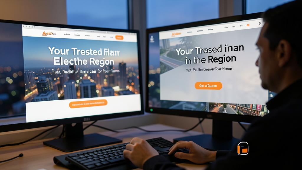 A person works on a website with a large homepage banner and a 'Get a Quote' button.