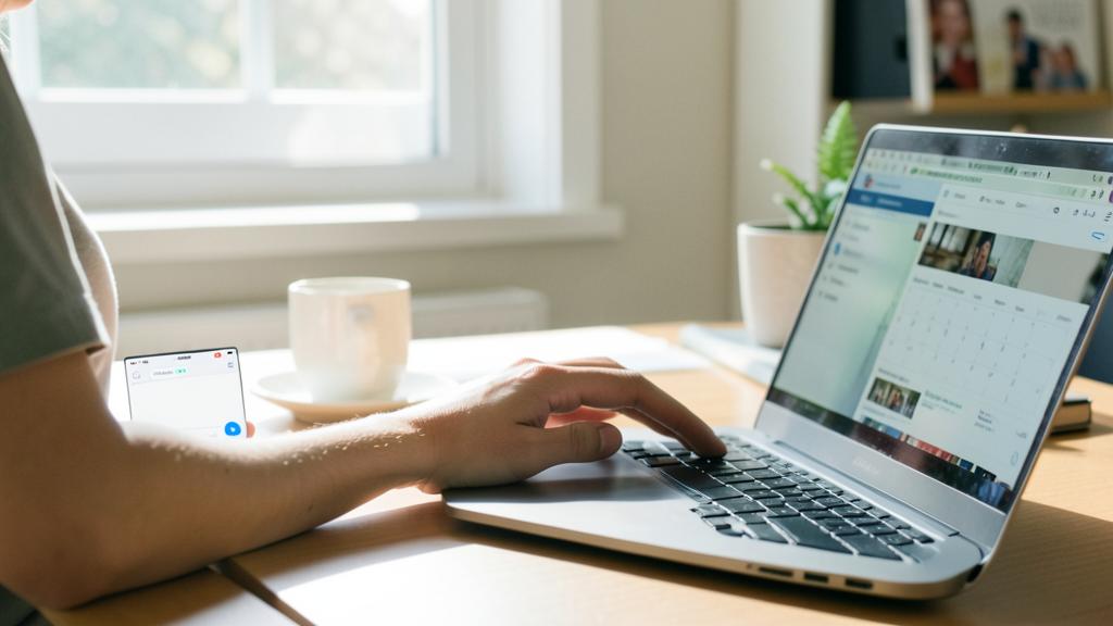 Una persona usa una computadora portátil y un teléfono inteligente con varias pestañas abiertas en un navegador.