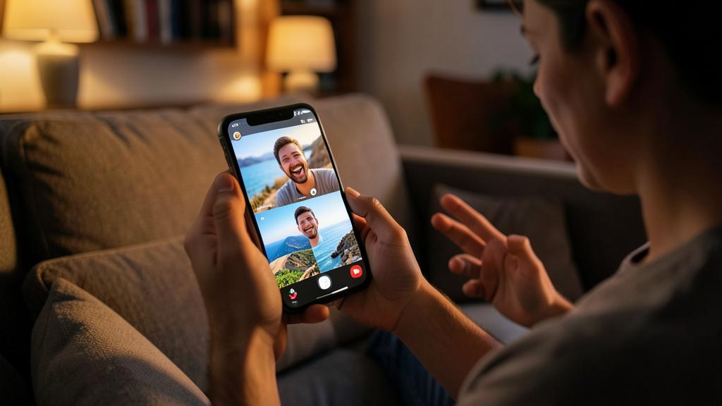 Eine Person teilt ihren Bildschirm während eines FaceTime-Anrufs mit zwei anderen Personen.