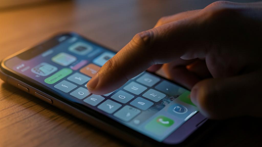 Un dedo desliza sobre el teclado en pantalla de un smartphone para escribir un mensaje.